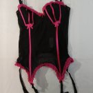 Victoria Secret Sexy Little Things Corset Bustier w/ Garters Black Pink Large NWT (EC423065) E19