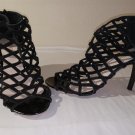 Womens Wanqiang Black Leather Stilletos 40 (EC-B36)