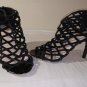 Womens Wanqiang Black Leather Stilletos 40 (EC-B36)