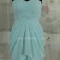 cheap short blue sweet heart sleeveless bridesmaid dress