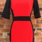 New with tag, Color-block Black and Red, Three quarter length sleeve, Knee-Length Wear to Work Dress