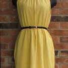New with tag, Light yellow, sleeveless, wear to work, tunic dress with black belt