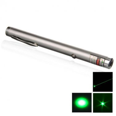 100mw Silver Open-back Green Laser Pointer Pen