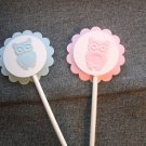 Owl Cupcake Toppers Pink set of 12