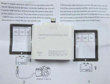 Camera Connection Kit USB Adapter iPad mini 4th USA 5 in1 8 pin SD Card Reader