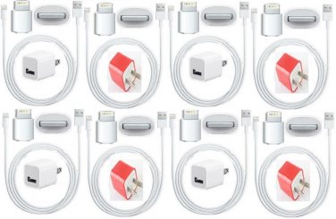 USA 8x USB AC Wall Charger 8x 8Pin Data Sync Cable for iPhone 5  iPod Touch LOT