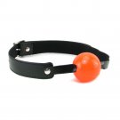 Red Leather Collar with Ball Gag & Metal Leash .
