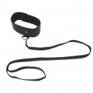 Black Leather Double Pins Buckle Collar with One D-Ring