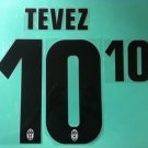 CARLOS TEVEZ 10 JUVENTUS JUVE AWAY 2013 2014 NAME NUMBER SET NAMESET PRINT
