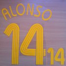 ALONSO 14 SPAIN HOME WORLD CUP 2006 NAME NUMBER SET NAMESET KIT PRINT