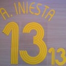 ANDRES INIESTA 13 SPAIN HOME WORLD CUP 2006 NAME NUMBER SET NAMESET KIT PRINT
