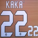 KAKA' 22 AC MILAN 2004 2007 NAME NUMBER SET NAMESET KIT PRINT NUMBERING RETRO