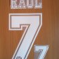 RAUL BLANCO 7 REAL MADRID AWAY 1996 1998 NAME NUMBER SET NAMESET KIT PRINT RETRO