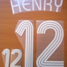 THIERRY HENRY 12 FRANCE HOME WORLD CUP 2006 NAME NUMBER SET NAMESET KIT PRINT