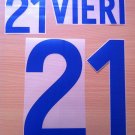 VIERI 21 ITALY AWAY WORLD CUP 2002 NAME NUMBER SET NAMESET KIT PRINT NUMBERING