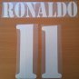 RONALDO 11 REAL MADRID AWAY 2001 2002 NAME NUMBER SET NAMESET KIT PRINT
