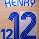 THIERRY HENRY 12 FRANCE AWAY WORLD CUP 2006 NAME NUMBER SET NAMESET KIT PRINT