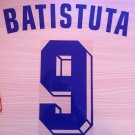 GABRIEL BATISTUTA 9 FIORENTINA AWAY 1998 1999 NAME NUMBER SET NAMESET KIT PRINT