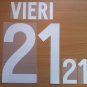 VIERI 21 ITALY HOME WORLD CUP 2002 NAME NUMBER SET NAMESET KIT PRINT NUMBERING