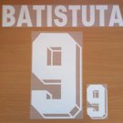 BATISTUTA 9 ARGENTINA AWAY WORLD CUP 1998 NAME NUMBER SET NAMESET KIT PRINT