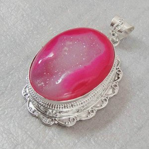 Lovely TITANIUM DRUSY & Sterling 925 Silver HANDMADE Pendant  DTP-1010LT4