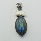 Handcrafted Sterling Silver Pendant With Labradorite  Fresh Water Pearl P-96L5