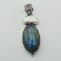 Handcrafted Sterling Silver Pendant With Labradorite  Fresh Water Pearl P-96L5