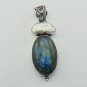 Handcrafted Sterling Silver Pendant With Labradorite  Fresh Water Pearl P-96L5