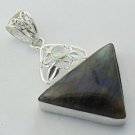Labradorite Rainbow Moonstone Triangle Sterling  Silver Pendant DTP-1093LT5