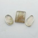 152 Carat Natural Golden Rutile AKA Rutileted Quartz Gemstone 3pcs Lot DST25