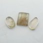 152 Carat Natural Golden Rutile AKA Rutileted Quartz Gemstone 3pcs Lot DST25