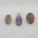 66 Carat Genuine AMETRINE Bio Color Gemstone 3pcs Lot Pear & Oval Shape DST24