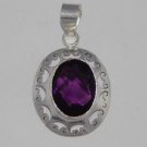 Handmade Sterling Silver Jewelry Pendent  adorn with AMETHYST  P-64L5