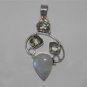 Rainbow Moonstone Green Amethyst Nice Sterling  Silver Jewelry  Pendant P-56L5