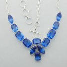 Elegant Yet Classic BLUE QUARTZ Silver jewelry Necklace 18" Adjustable N-21L4