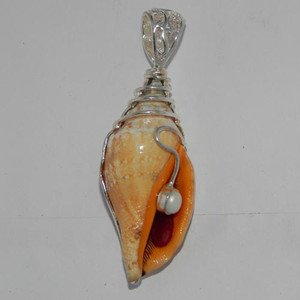 Beautiful SHELL SHUNK KODI & PEARL 925 Silver Artisan Jewelry Pendant P-49L5