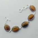 Very Nice TIGER EYE 925 Sterling Silver Jewelry Bracelet Sz-7.5" BA-21L2
