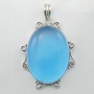 Blue Chalcedony Quartz 925  Sterling Silver Jewelry Gemstone Pendant P-75 L1