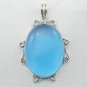 Blue Chalcedony Quartz 925  Sterling Silver Jewelry Gemstone Pendant P-75 L1