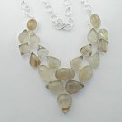 Nice YELLOW GOLDEN RUTILE Sterling 925 Silver Necklace 20" Adjustable N-27L7