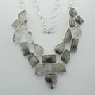 Nice Attractive BLACK RUTILE Sterling 925 Silver Necklace 20" Adjustable N-26L7
