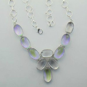 Lovely Rainbow Alexi Quartz  925  Silver jewelry Necklace 18" Adjustable N-20L4