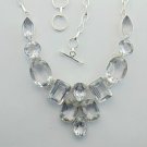 Lovely Stunning Crystal 60gms 925  Silver jewelry Necklace 18" Adjustable N-17L4