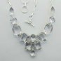 Lovely Stunning Crystal 60gms 925  Silver jewelry Necklace 18" Adjustable N-17L4