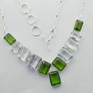 Lovely Crystal Peridot Hydro 925  Silver jewelry Necklace 18" Adjustable N-18L4