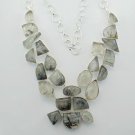 Tourmaleted Quartz BLACK RUTILE  925 Silver jewelry Necklace 21" Adjstbl N-15L7
