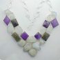 RAINBOW  PURPLE TURQUOISE AMETHYST 925 Silver Necklace 23" Adjustable N-11L2