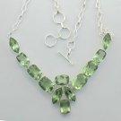 Gorgeous GREEN AMETHYST 55gms Nice Silver Jewelry Necklace 20" Adjustable N-07L4