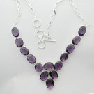 AMETHYST HYDRO Very Attractive Silver Jewelry Necklace 20" Adjustable N-07L4