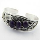 44gms Amethyst Cab 925 Silver Handmade Antique Jewelry Bangle / Cuff BA-03L5